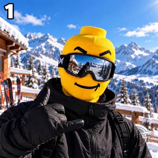 Wear Lego Head ski mask with ski goggles